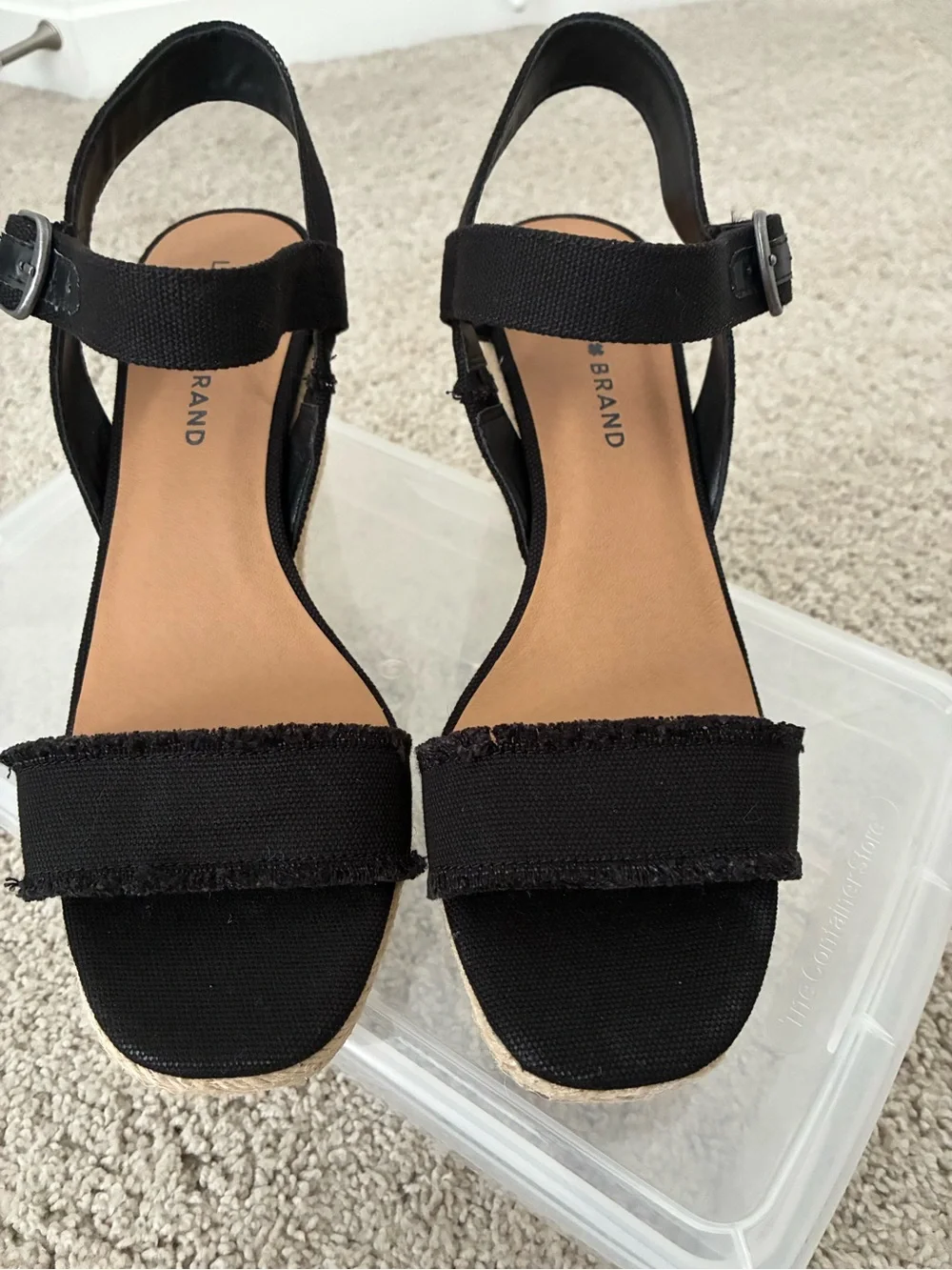 Lucky Brand Black Frayed Canvas Espadrilles